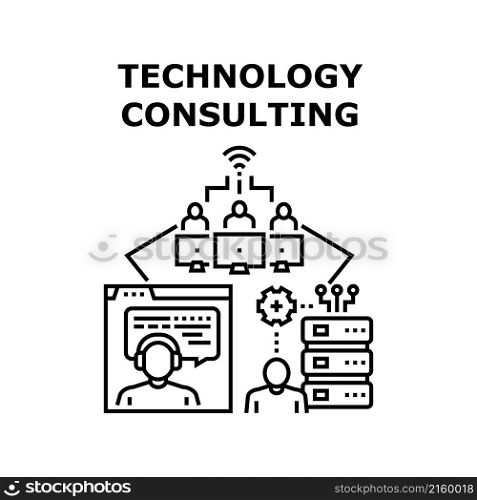 Technology consulting business service. counsulting design. information mobile. digital web social teamwork vector concept black illustration. Technology consulting icon vector illustration