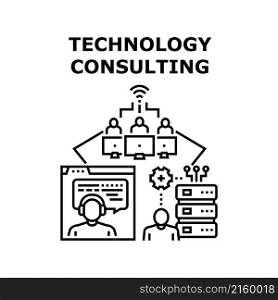 Technology consulting business service. counsulting design. information mobile. digital web social teamwork vector concept black illustration. Technology consulting icon vector illustration