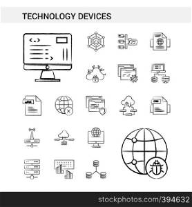 Technology Device hand drawn Icon set style, isolated on white background. - Vector
