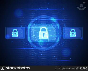 Technology digital security of cyber communication and data, Vector illustration