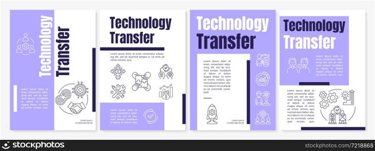 Technology dissemination brochure template. Sharing experience. Flyer, booklet, leaflet print, cover design with linear icons. Vector layouts for presentation, annual reports, advertisement pages. Technology dissemination brochure template