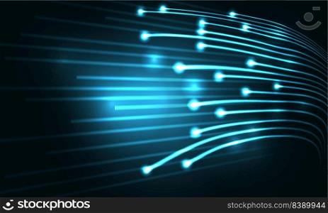 Technology fiber obtics curve lines blue high speed data connect background vector 