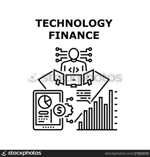 Technology finance business. digital money. financial data. chart graph growth vector concept black illustration. Technology finance icon vector illustration