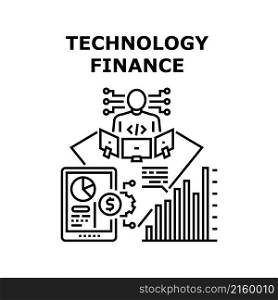 Technology finance business. digital money. financial data. chart graph growth vector concept black illustration. Technology finance icon vector illustration