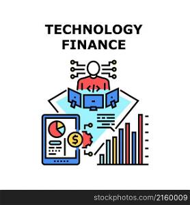 Technology finance business. digital money. financial data. chart graph growth vector concept color illustration. Technology finance icon vector illustration