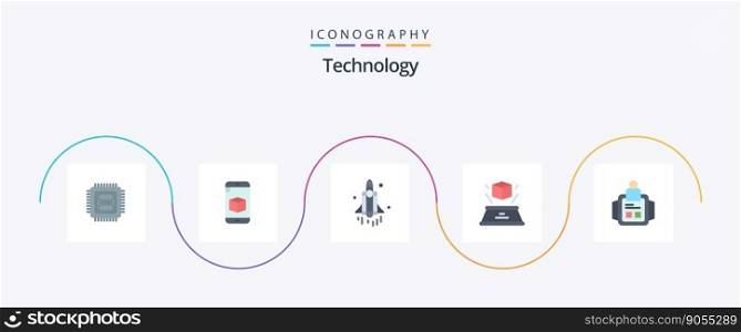 Technology Flat 5 Icon Pack Including hand watch. imagination. launch. hologram. 3d