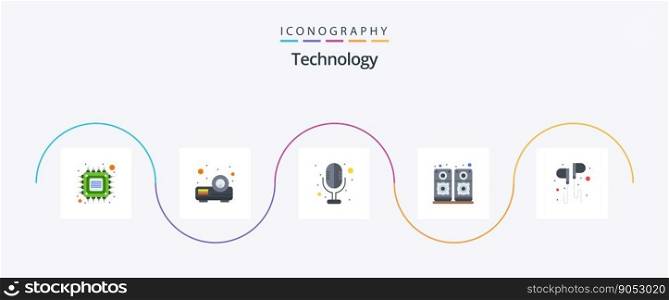 Technology Flat 5 Icon Pack Including music. hand. electronics. free. sound