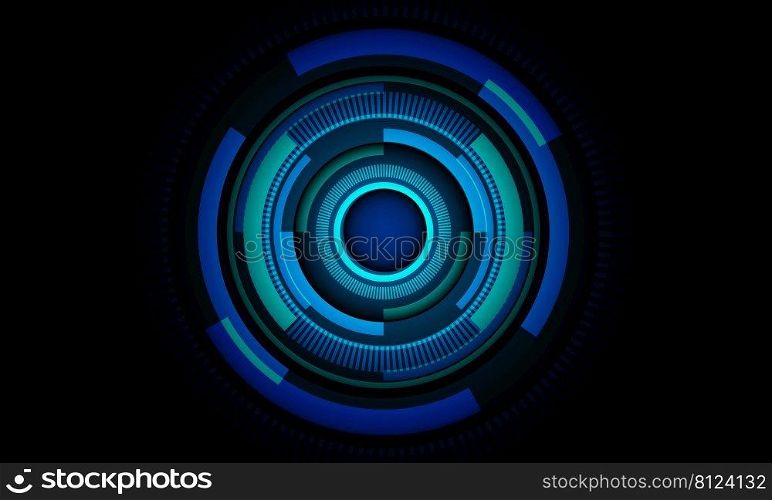 Technology futuristic blue light circle power energy geometric in black background vector illustration.