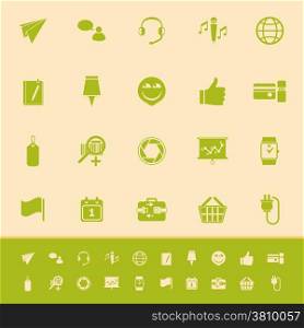 Technology gadget screen color icons on light brown background, stock vector