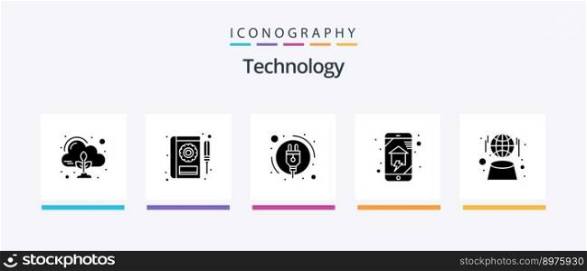 Technology Glyph 5 Icon Pack Including digital. home wifi. service. home networking. domestics. Creative Icons Design