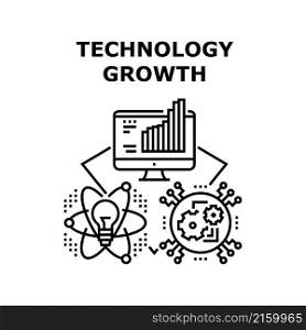 Technology growth business. digital data. success graph. finance chart. network arrow vector concept black illustration. Technology growth icon vector illustration