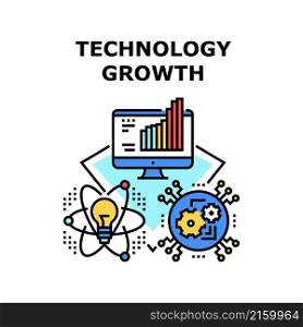 Technology growth business. digital data. success graph. finance chart. network arrow vector concept color illustration. Technology growth icon vector illustration