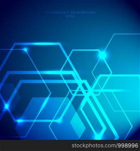 Technology hexagon pattern modern design blue background with light design. vector illustration
