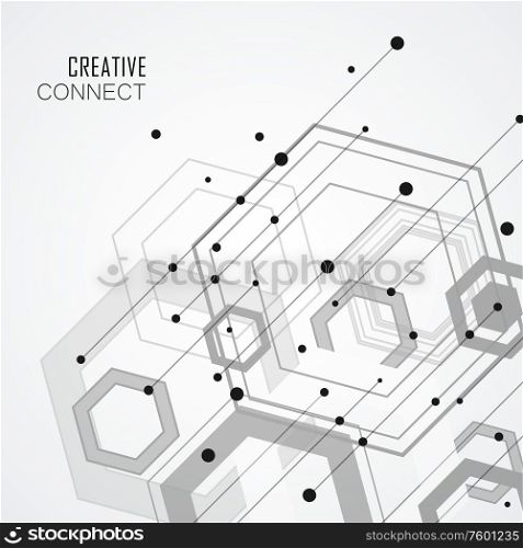 Technology hexagon style illustration and geometric background.. Technology hexagon style illustration and geometric background