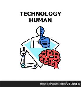 Technology human science digital background. artificial future data. robot network. virtual brain vector concept color illustration. Technology human icon vector illustration