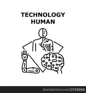 Technology human science digital background. artificial future data. robot network. virtual brain vector concept black illustration. Technology human icon vector illustration