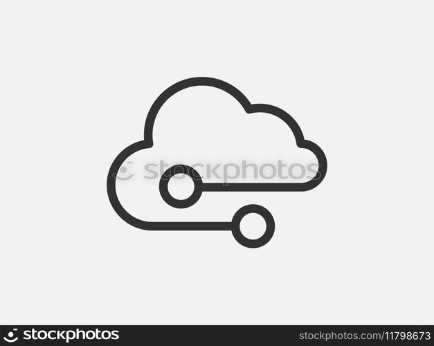 Technology icon vector cloud computing connection. Big data global server. Line design network information symbol for computer or mobile phone.. Technology icon vector cloud computing connection. Big data global server. Line design symbol.