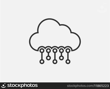 Technology icon vector cloud computing connection. Big data global server. Line design network information symbol for computer or mobile phone.. Technology icon vector cloud computing connection. Big data global server. Line design symbol.