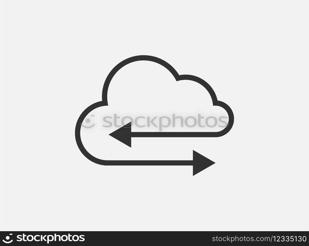 Technology icon vector cloud computing connection. Big data global server. Line design network information symbol for computer or mobile phone.. Technology icon vector cloud computing connection. Big data global server. Line design symbol.