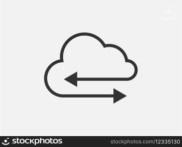 Technology icon vector cloud computing connection. Big data global server. Line design network information symbol for computer or mobile phone.. Technology icon vector cloud computing connection. Big data global server. Line design symbol.