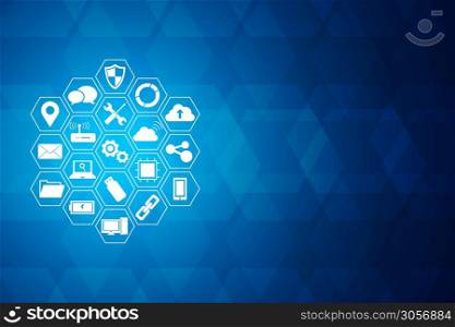 Technology icons concept , hexagon integrated and background