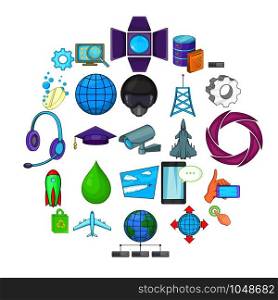 Technology icons set. Cartoon set of 25 technology vector icons for web isolated on white background. Technology icons set, cartoon style
