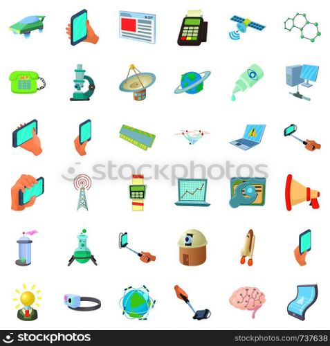 Technology icons set. Cartoon style of 36 technology vector icons for web isolated on white background. Technology icons set, cartoon style