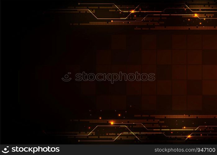 Technology in digital concept on a dark orange background.