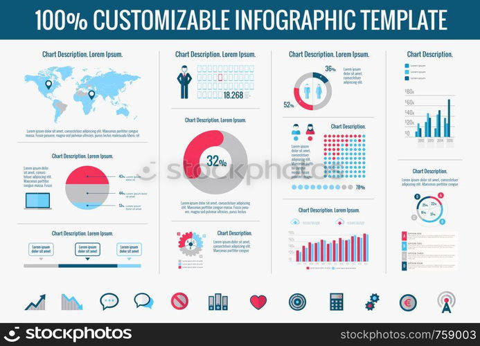 Technology Infographic Template. Vector Customizable Elements.