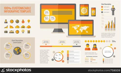 Technology Infographic Template. Vector Customizable Elements.