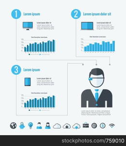 Technology Infographic Template. Vector Customizable Elements.