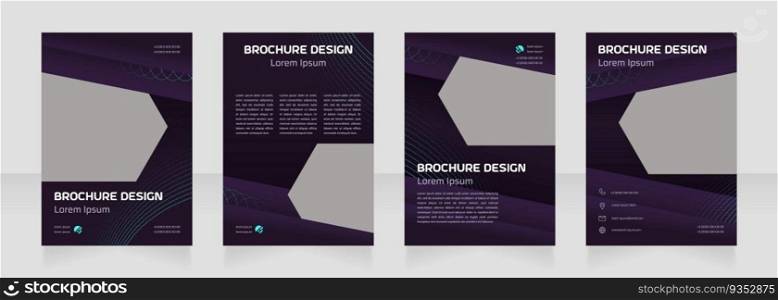 Technology integration blank brochure design. Template set with copy space for text. Premade corporate reports collection. Editable 4 paper pages. Astro Space Regular, Saira Light fonts used. Technology integration blank brochure design