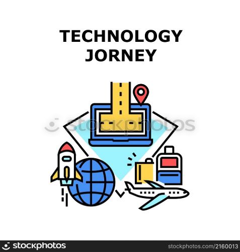 Technology jorney map travel. customer concept. business design. digital road vector concept color illustration. Technology jorney icon vector illustration