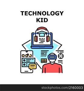 Technology kid science child. computer school children. space education vector concept color illustration. Technology kid icon vector illustration