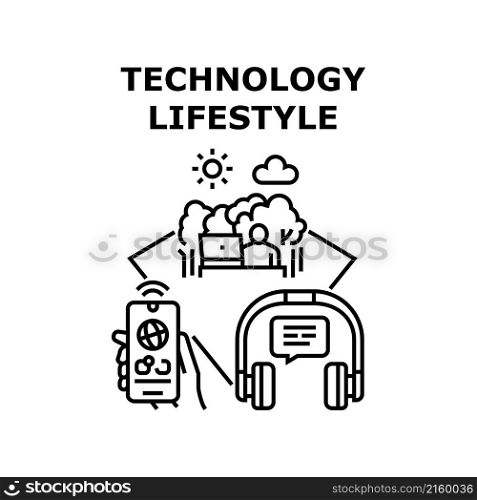 Technology lifestyle smart people. business internet digital concept network vector concept black illustration. Technology lifestyle icon vector illustration