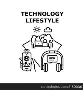 Technology lifestyle smart people. business internet digital concept network vector concept black illustration. Technology lifestyle icon vector illustration