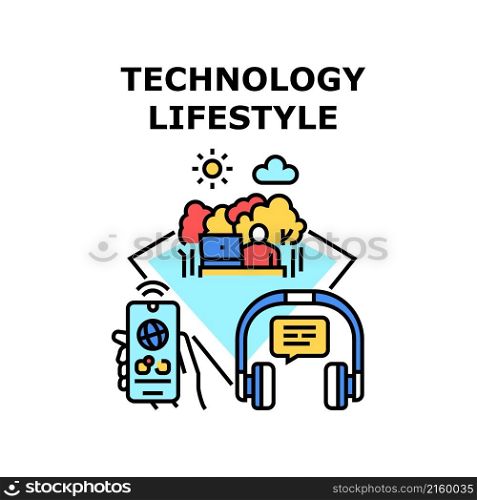 Technology lifestyle smart people. business internet digital concept network vector concept color illustration. Technology lifestyle icon vector illustration