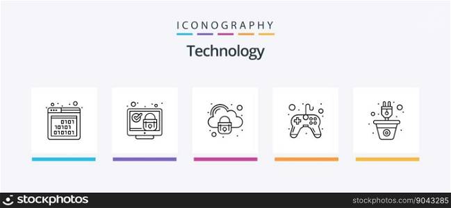 Technology Line 5 Icon Pack Including atm card. drone camera. lock. camera. security. Creative Icons Design
