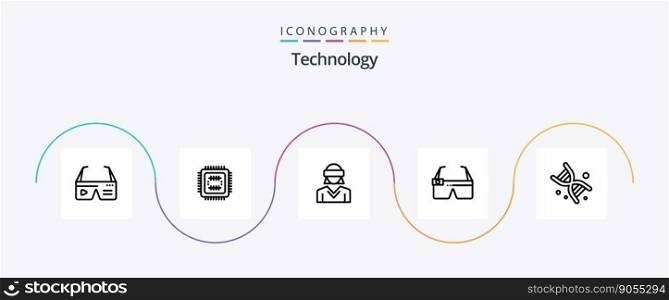 Technology Line 5 Icon Pack Including smart. glasses. cpu. device. technology