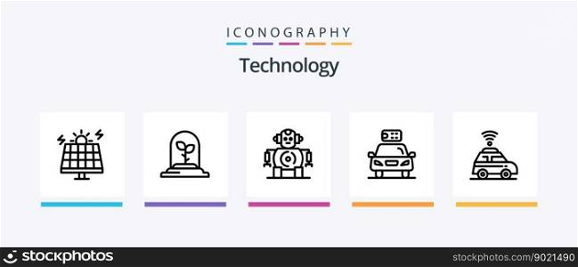 Technology Line 5 Icon Pack Including technology. radio. map. electric vehicle. automotive technology. Creative Icons Design