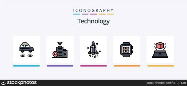 Technology Line Filled 5 Icon Pack Including technology. man. smart. hand watch. technology. Creative Icons Design