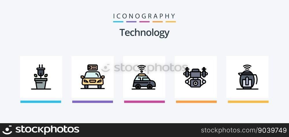 Technology Line Filled 5 Icon Pack Including technology. radio. profile. technology. cloud. Creative Icons Design
