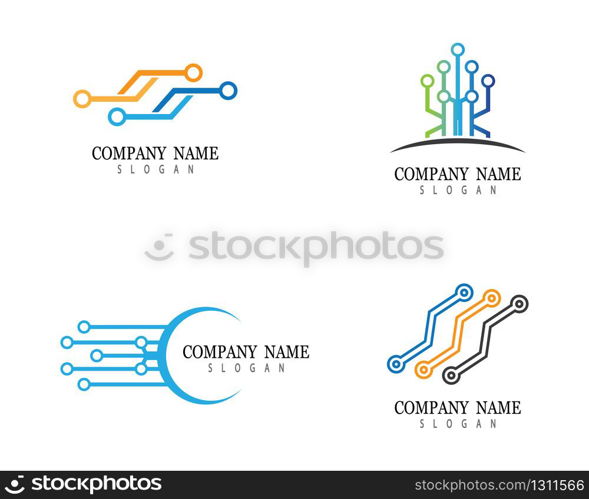 Technology logo template vector icon illustration design