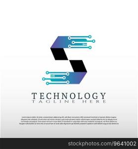 Technology logo with initial s letter future tech Vector Image