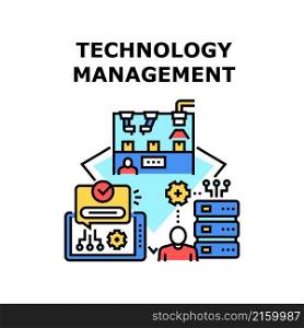 Technology management business. concept digital data. computer web. internet information office cloud app vector concept color illustration. Technology management icon vector illustration