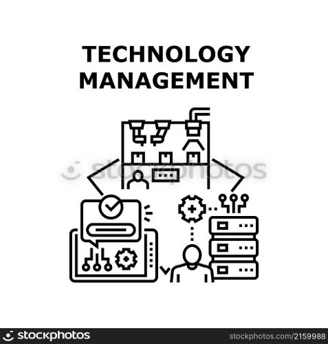 Technology management business. concept digital data. computer web. internet information office cloud app vector concept black illustration. Technology management icon vector illustration