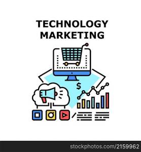 Technology marketing business design. web concept. digital strategy data. modern company vector concept color illustration. Technology marketing icon vector illustration