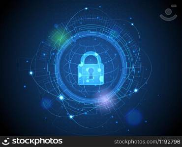 Technology of cyber security and interfaces future network concept background. vector illustration