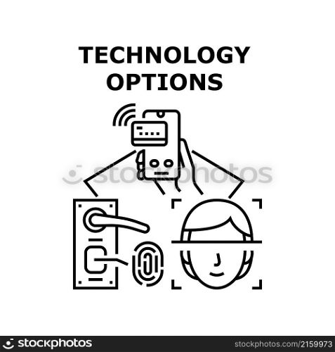 Technology options chart. business template. diagram step. option data. presentation graph vector concept black illustration. Technology options icon vector illustration