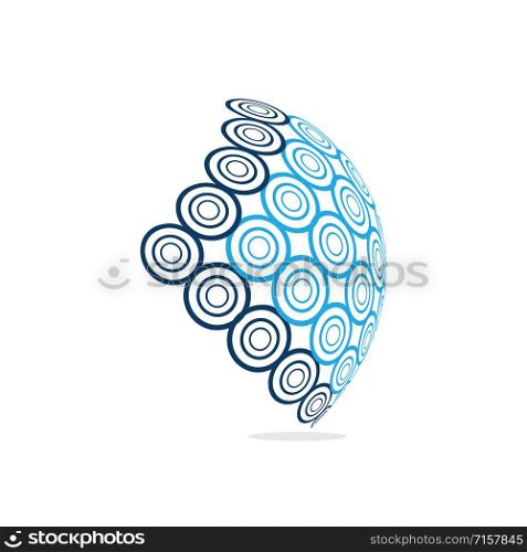 Technology orbits web rings logo design. Abstract circle logo template.